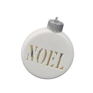 Vintage White Ceramic Bisque LED Lighted Hanging "NOEL" 2-Sided Ornament